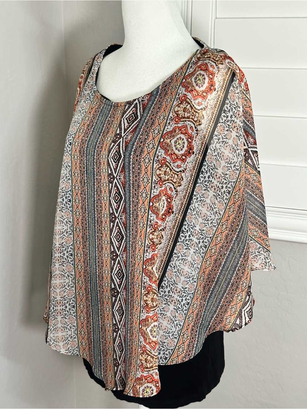 AB Studio Orange Multi Striped Boho Tunic